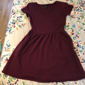 maroon forever 21 babydoll dress